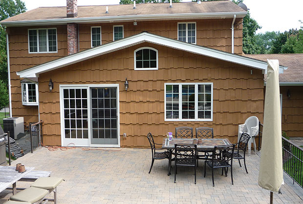 tan house backyard
